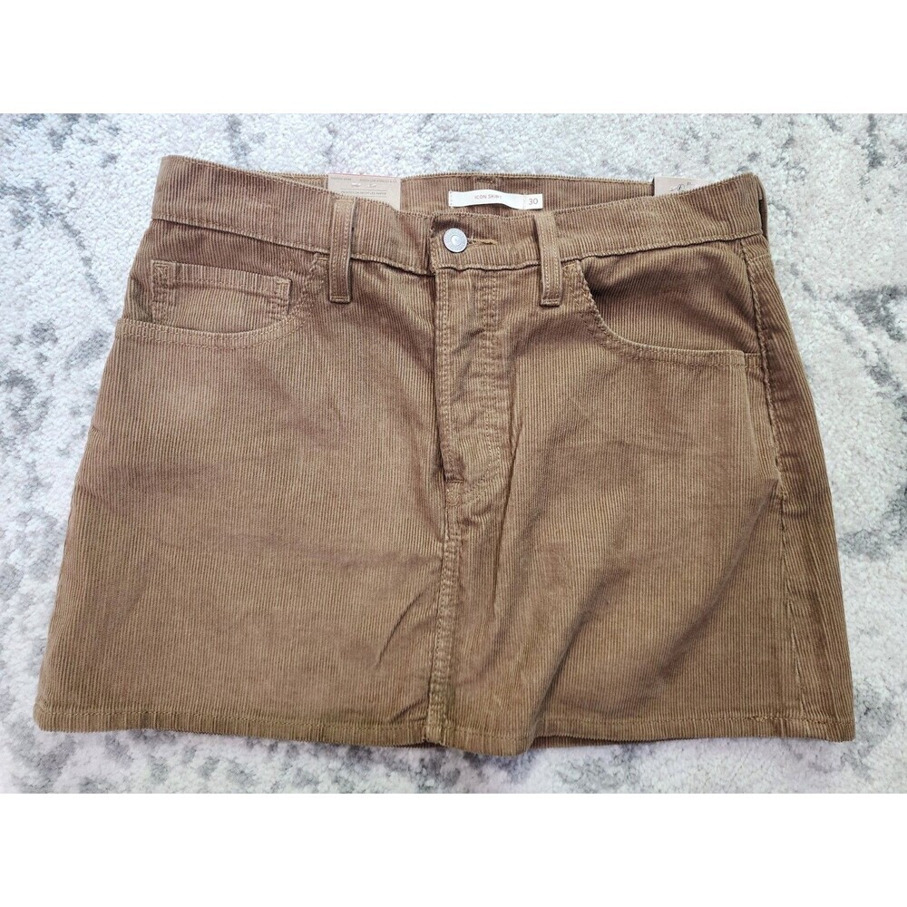 NEW Women's Levi's A-Line Fly Button Front Mini Skirt 30 Medium, Ermine Cord